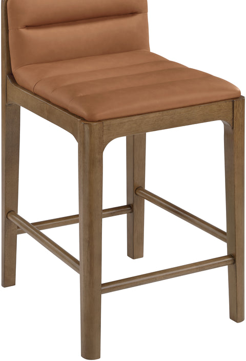 Linden Cognac Cane And Vegan Leather Upholstered Counter Stool, 2-Piece (Style 2)