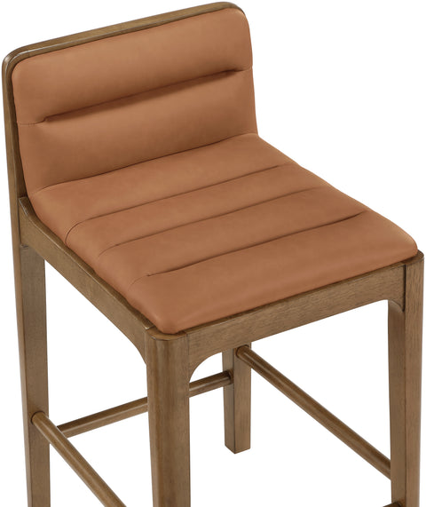 Linden Cognac Cane And Vegan Leather Upholstered Counter Stool, 2-Piece (Style 2)