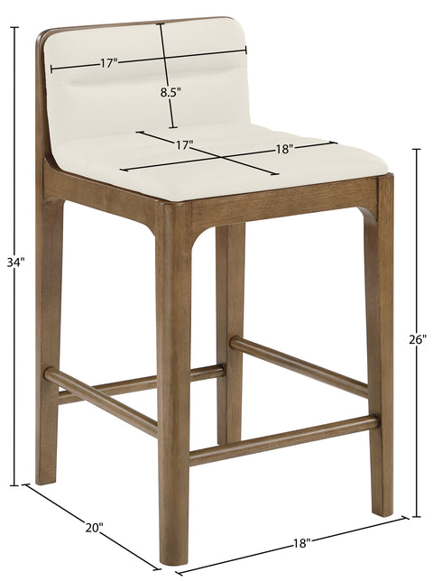Linden Cream Cane And Vegan Leather Upholstered Counter Stool, 2-Piece (Style 2)