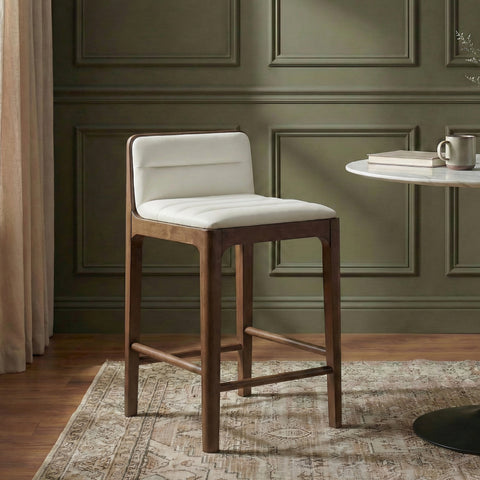 Linden Cream Cane And Vegan Leather Upholstered Counter Stool, 2-Piece (Style 2)