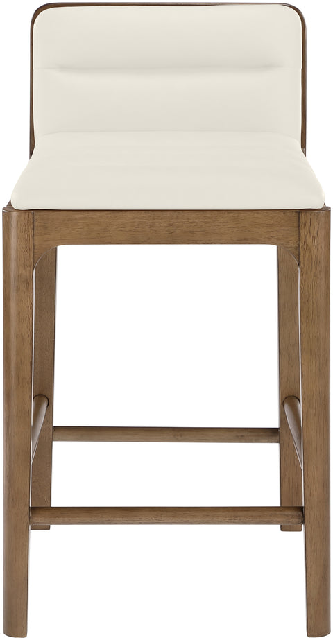 Linden Cream Cane And Vegan Leather Upholstered Counter Stool, 2-Piece (Style 2)