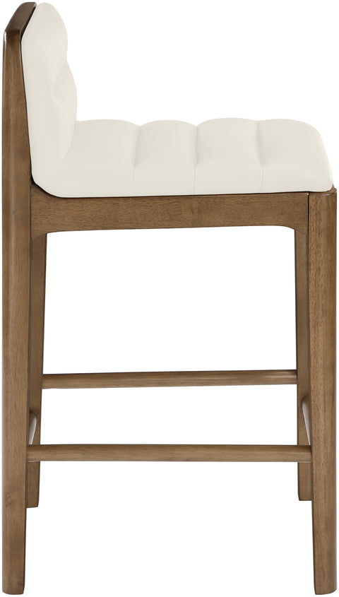 Linden Cream Cane And Vegan Leather Upholstered Counter Stool, 2-Piece (Style 2)