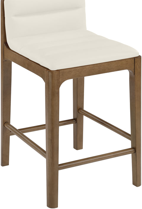 Linden Cream Cane And Vegan Leather Upholstered Counter Stool, 2-Piece (Style 2)