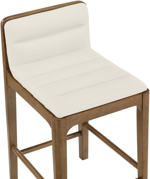 Linden Cream Cane And Vegan Leather Upholstered Counter Stool, 2-Piece (Style 2)