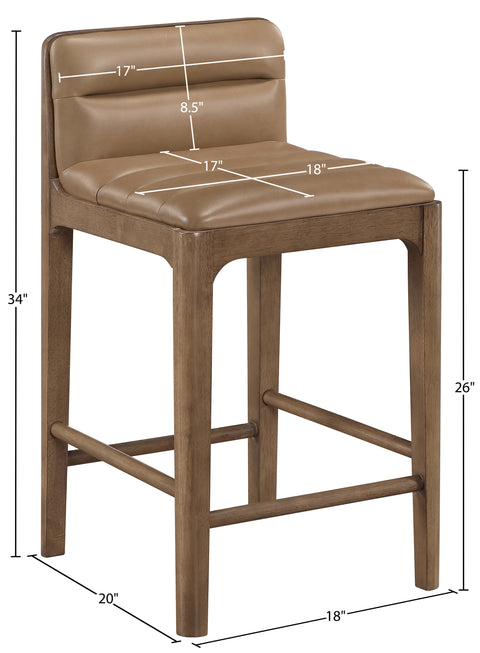 Linden Tan Cane And Vegan Leather Upholstered Counter Stool, 2-Piece (Style 2)