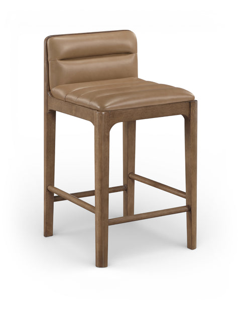 Linden Tan Cane And Vegan Leather Upholstered Counter Stool, 2-Piece (Style 2)