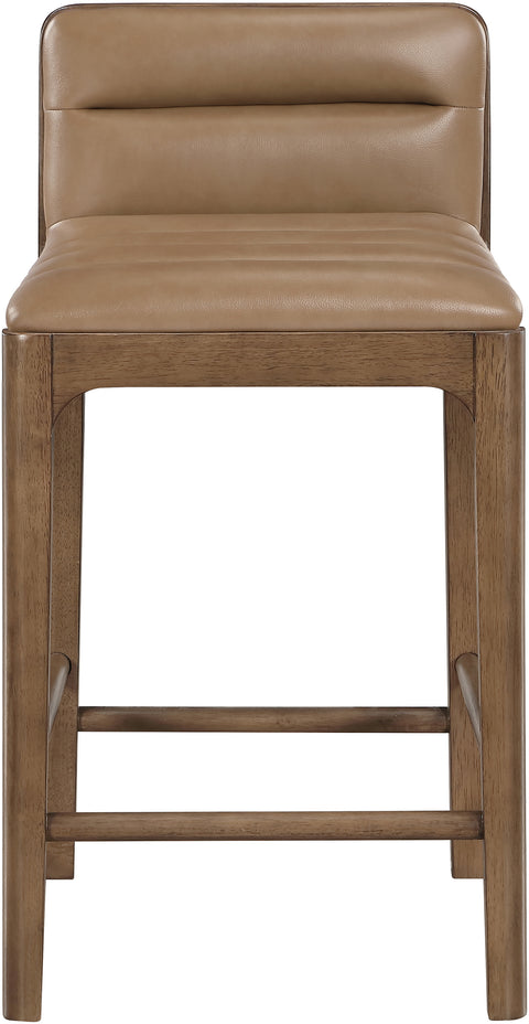 Linden Tan Cane And Vegan Leather Upholstered Counter Stool, 2-Piece (Style 2)