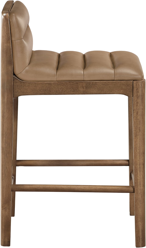 Linden Tan Cane And Vegan Leather Upholstered Counter Stool, 2-Piece (Style 2)
