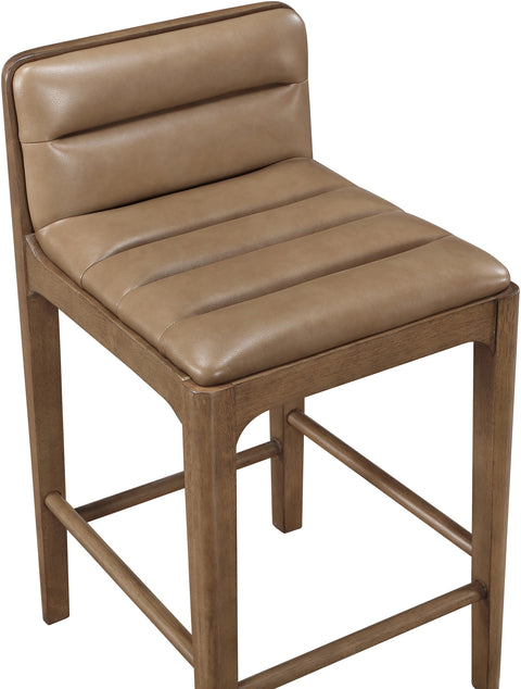 Linden Tan Cane And Vegan Leather Upholstered Counter Stool, 2-Piece (Style 2)
