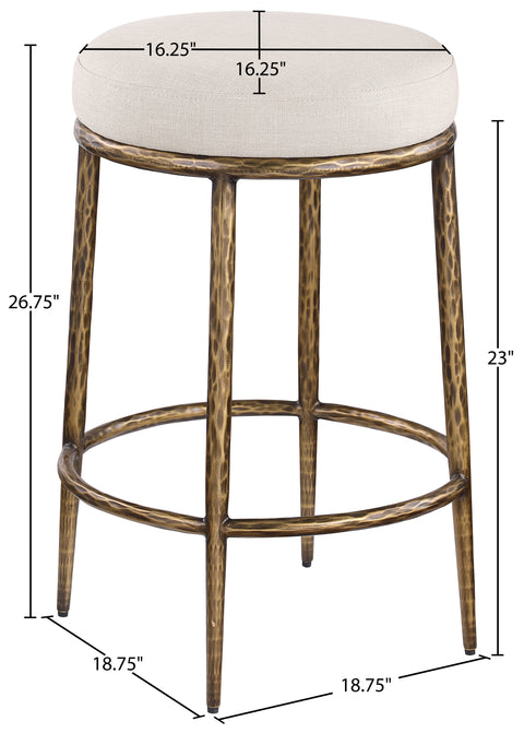 Orla Beige Linen Textured Performance Fabric Upholstered Counter Stool, 1 Piece