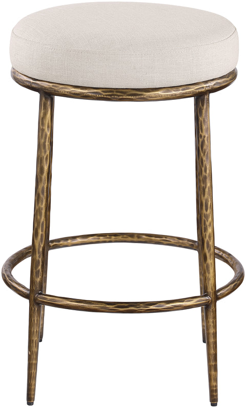 Orla Beige Linen Textured Performance Fabric Upholstered Counter Stool, 1 Piece