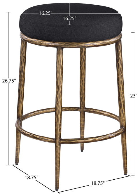Orla Black Linen Textured Performance Fabric Upholstered Counter Stool, 1 Piece