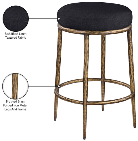 Orla Black Linen Textured Performance Fabric Upholstered Counter Stool, 1 Piece