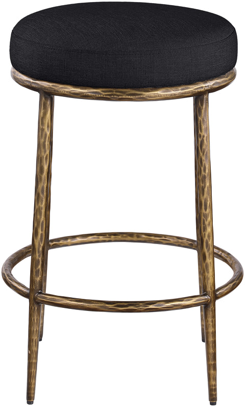 Orla Black Linen Textured Performance Fabric Upholstered Counter Stool, 1 Piece
