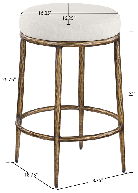 Orla Cream Linen Textured Performance Fabric Upholstered Counter Stool, 1 Piece
