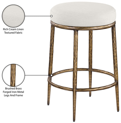 Orla Cream Linen Textured Performance Fabric Upholstered Counter Stool, 1 Piece