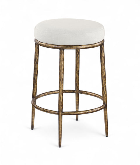 Orla Cream Linen Textured Performance Fabric Upholstered Counter Stool, 1 Piece
