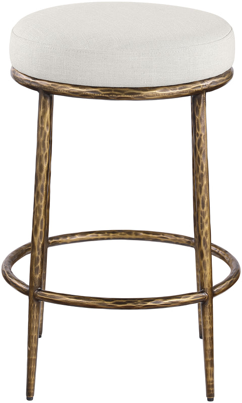 Orla Cream Linen Textured Performance Fabric Upholstered Counter Stool, 1 Piece