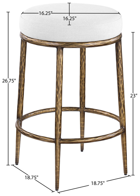 Orla White Linen Textured Performance Fabric Upholstered Counter Stool, 1 Piece