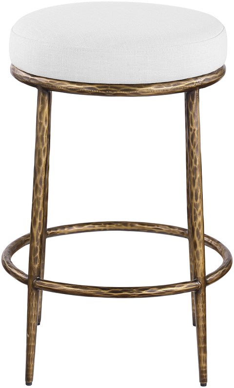 Orla White Linen Textured Performance Fabric Upholstered Counter Stool, 1 Piece