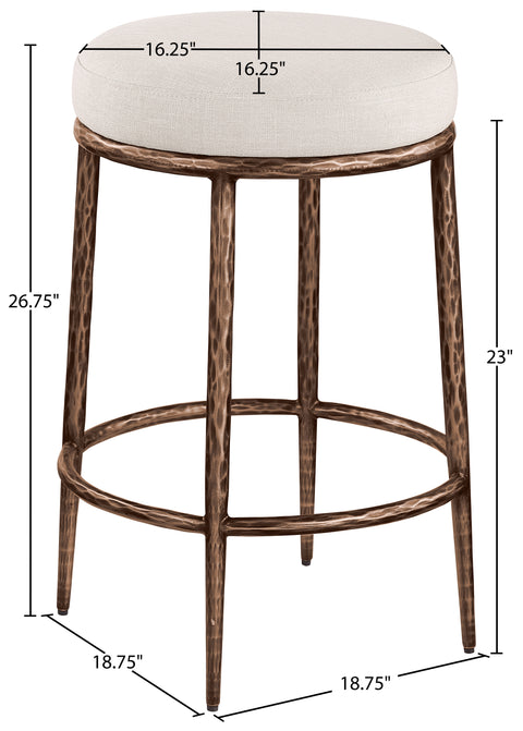 Orla Beige Linen Textured Performance Fabric Upholstered Counter Stool, 1 Piece (Style 2)