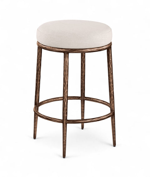 Orla Beige Linen Textured Performance Fabric Upholstered Counter Stool, 1 Piece (Style 2)