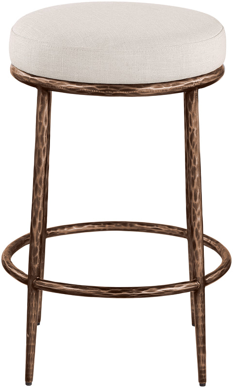 Orla Beige Linen Textured Performance Fabric Upholstered Counter Stool, 1 Piece (Style 2)