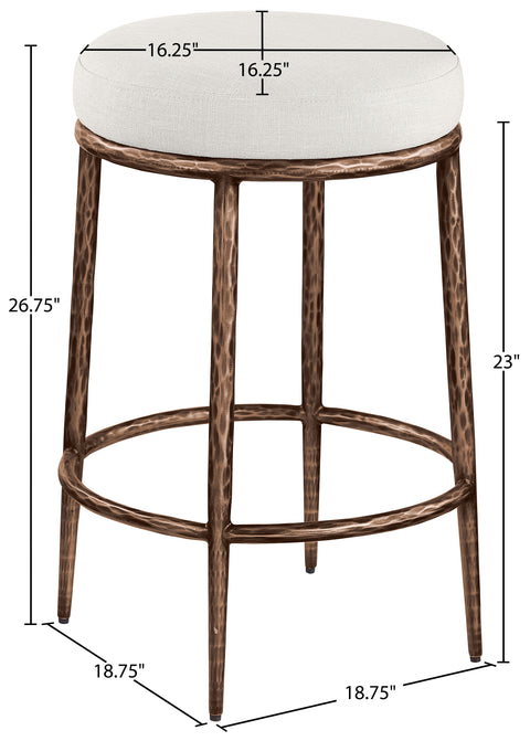 Orla Cream Linen Textured Performance Fabric Upholstered Counter Stool, 1 Piece (Style 2)