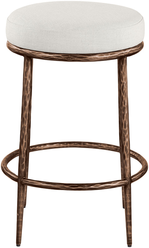 Orla Cream Linen Textured Performance Fabric Upholstered Counter Stool, 1 Piece (Style 2)