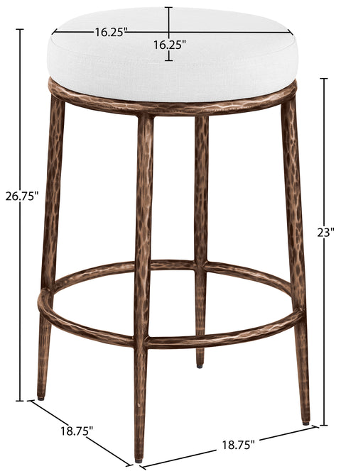 Orla White Linen Textured Performance Fabric Upholstered Counter Stool, 1 Piece (Style 2)