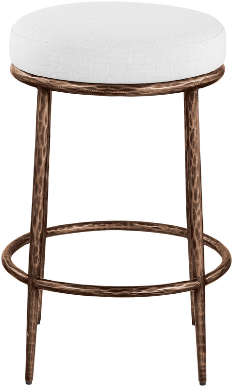 Orla White Linen Textured Performance Fabric Upholstered Counter Stool, 1 Piece (Style 2)