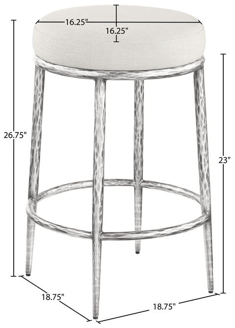 Orla Cream Linen Textured Performance Fabric Upholstered Counter Stool, 1 Piece (Style 3)