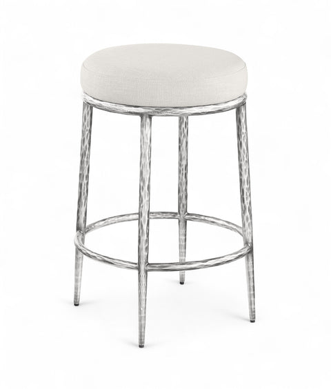 Orla Cream Linen Textured Performance Fabric Upholstered Counter Stool, 1 Piece (Style 3)