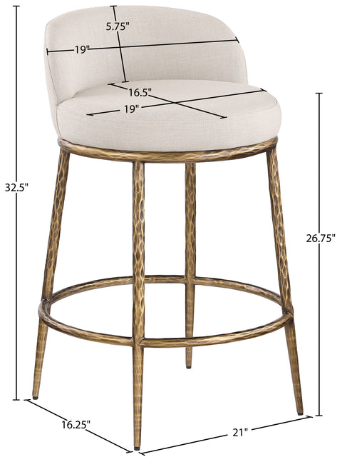 Orla Beige Linen Textured Performance Fabric Upholstered Counter Stool, 1 Piece (Style 3)