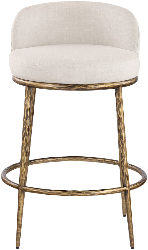 Orla Beige Linen Textured Performance Fabric Upholstered Counter Stool, 1 Piece (Style 3)