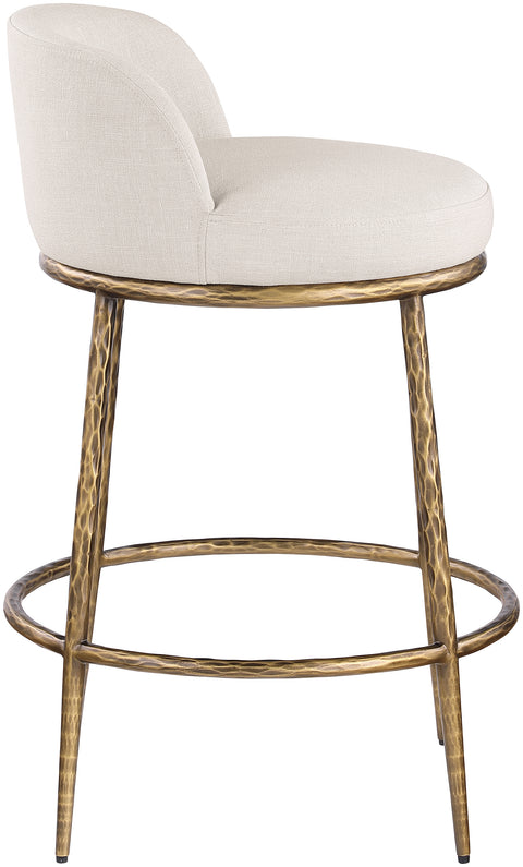 Orla Beige Linen Textured Performance Fabric Upholstered Counter Stool, 1 Piece (Style 3)
