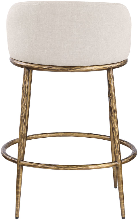 Orla Beige Linen Textured Performance Fabric Upholstered Counter Stool, 1 Piece (Style 3)