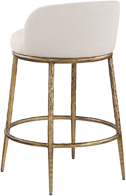 Orla Beige Linen Textured Performance Fabric Upholstered Counter Stool, 1 Piece (Style 3)