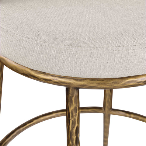 Orla Beige Linen Textured Performance Fabric Upholstered Counter Stool, 1 Piece (Style 3)