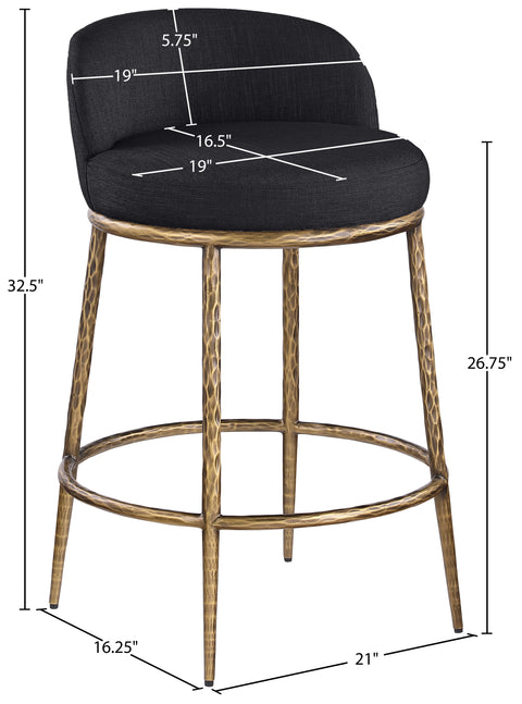 Orla Black Linen Textured Performance Fabric Upholstered Counter Stool, 1 Piece (Style 3)