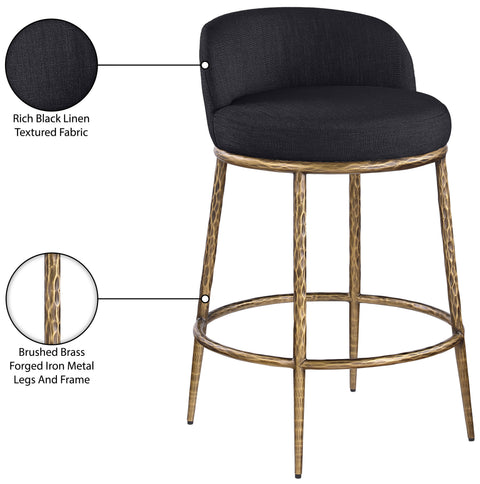 Orla Black Linen Textured Performance Fabric Upholstered Counter Stool, 1 Piece (Style 3)