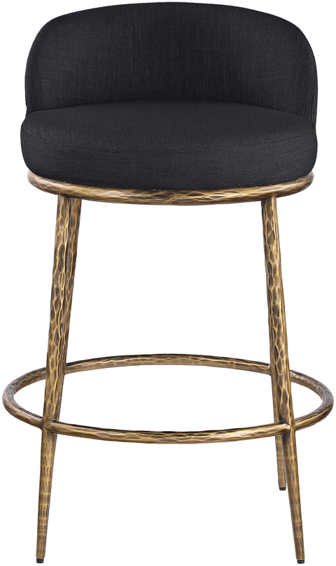 Orla Black Linen Textured Performance Fabric Upholstered Counter Stool, 1 Piece (Style 3)