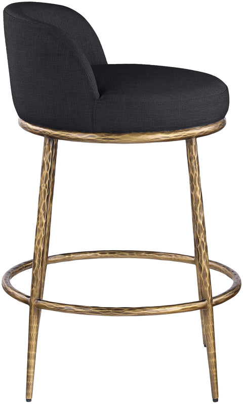 Orla Black Linen Textured Performance Fabric Upholstered Counter Stool, 1 Piece (Style 3)