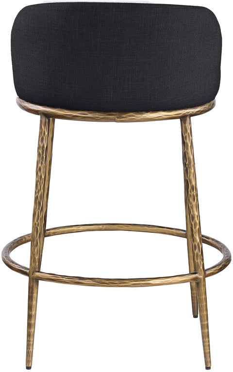 Orla Black Linen Textured Performance Fabric Upholstered Counter Stool, 1 Piece (Style 3)