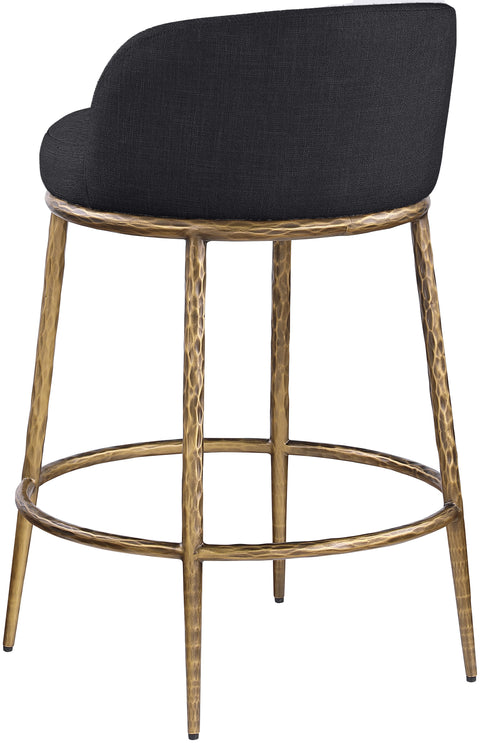 Orla Black Linen Textured Performance Fabric Upholstered Counter Stool, 1 Piece (Style 3)
