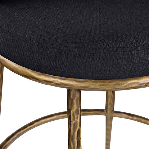 Orla Black Linen Textured Performance Fabric Upholstered Counter Stool, 1 Piece (Style 3)