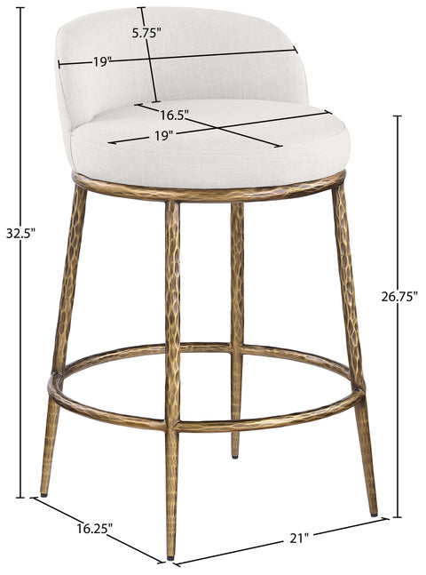 Orla Cream Linen Textured Performance Fabric Upholstered Counter Stool, 1 Piece (Style 4)