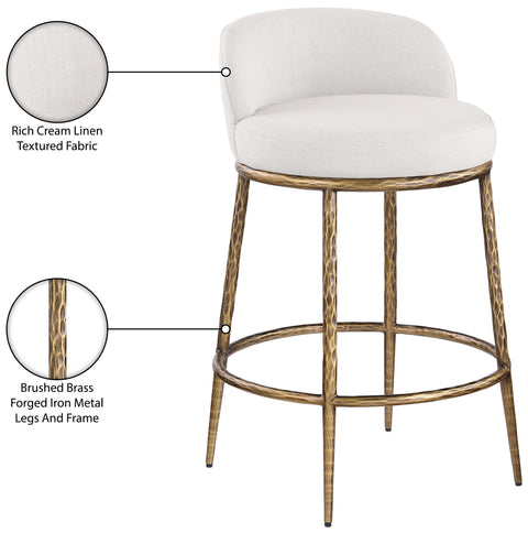 Orla Cream Linen Textured Performance Fabric Upholstered Counter Stool, 1 Piece (Style 4)