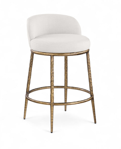 Orla Cream Linen Textured Performance Fabric Upholstered Counter Stool, 1 Piece (Style 4)