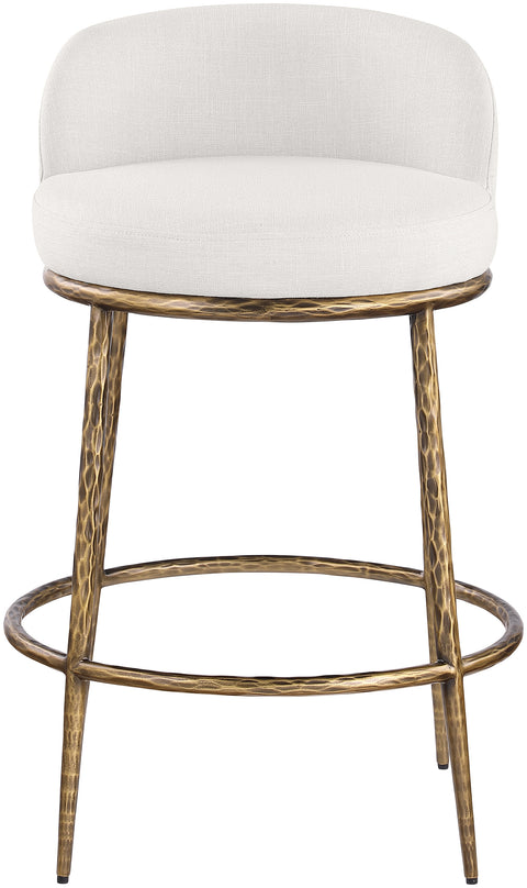 Orla Cream Linen Textured Performance Fabric Upholstered Counter Stool, 1 Piece (Style 4)